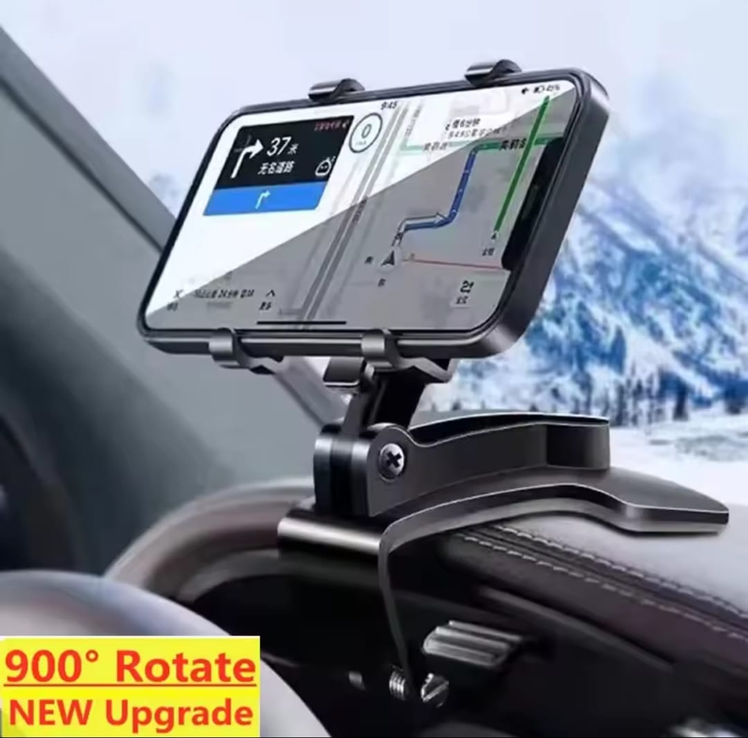 Dashboard Car Phone Holder ABS – 360° Rotatable Mobile Phone Sun Visor & Rear View Mirror Mount Support for Smartphones