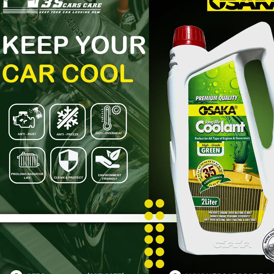 OSAKA Premium Radiator Coolant - High Grade Green (Automotive Grade) | Engine Cooling System Protector | Metal Corrosion Prevention (1L)