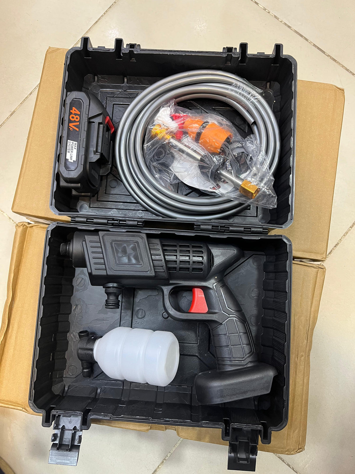 Automatic Cordless Car Wash Spray Gun | 48V High Pressure Lithium Battery | Wireless Foam Jet Washer (Single Battery)