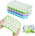 Silicon Ice Cube Tray With Lid | 36-Cube Honeycomb Shape Ice Mold | Durable Freezer Tray With Cover | Random Color