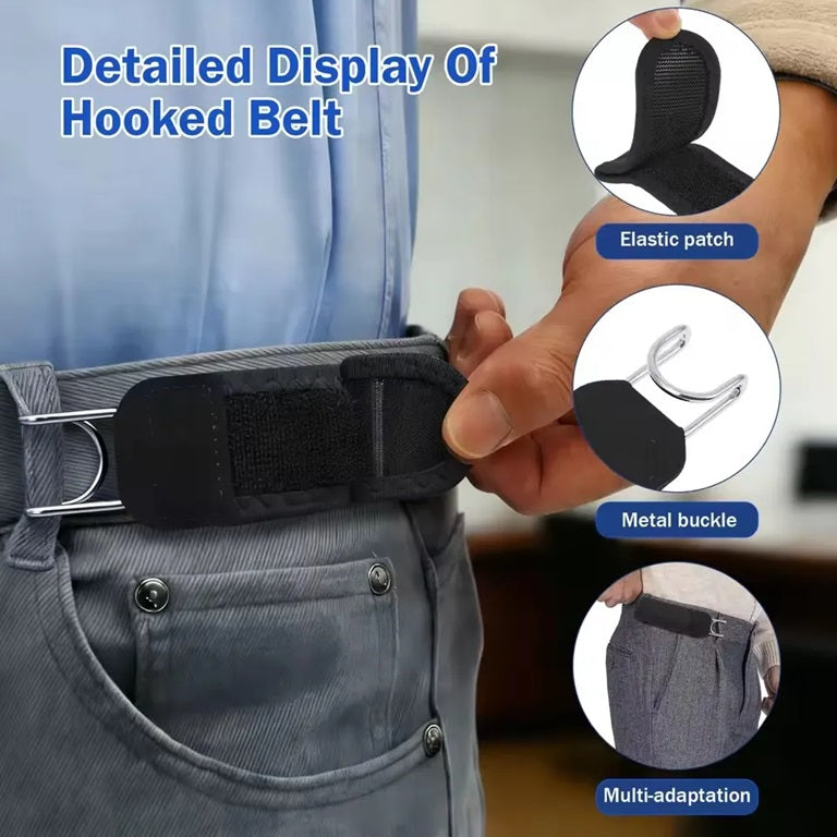 Adjustable Buckleless Elastic Waist Belt With Metal Hooks For Jeans, Dress Pants And Casual Wear