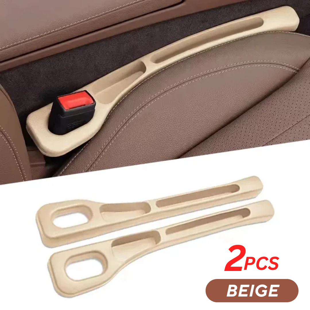Universal Car Seat Gap Filler Organizer 2 PCS – PU Leather Car Seat Storage Box | Waterproof Auto Interior Pocket | Anti-Drop Gap Plug for Phone, Coins, Keys - Biege