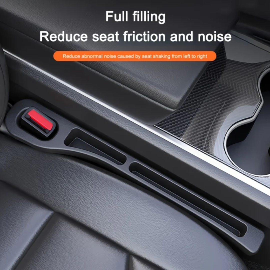 Universal Car Seat Gap Filler Organizer 2 PCS – PU Leather Car Seat Storage Box | Waterproof Auto Interior Pocket | Anti-Drop Gap Plug for Phone, Coins, Keys - Biege