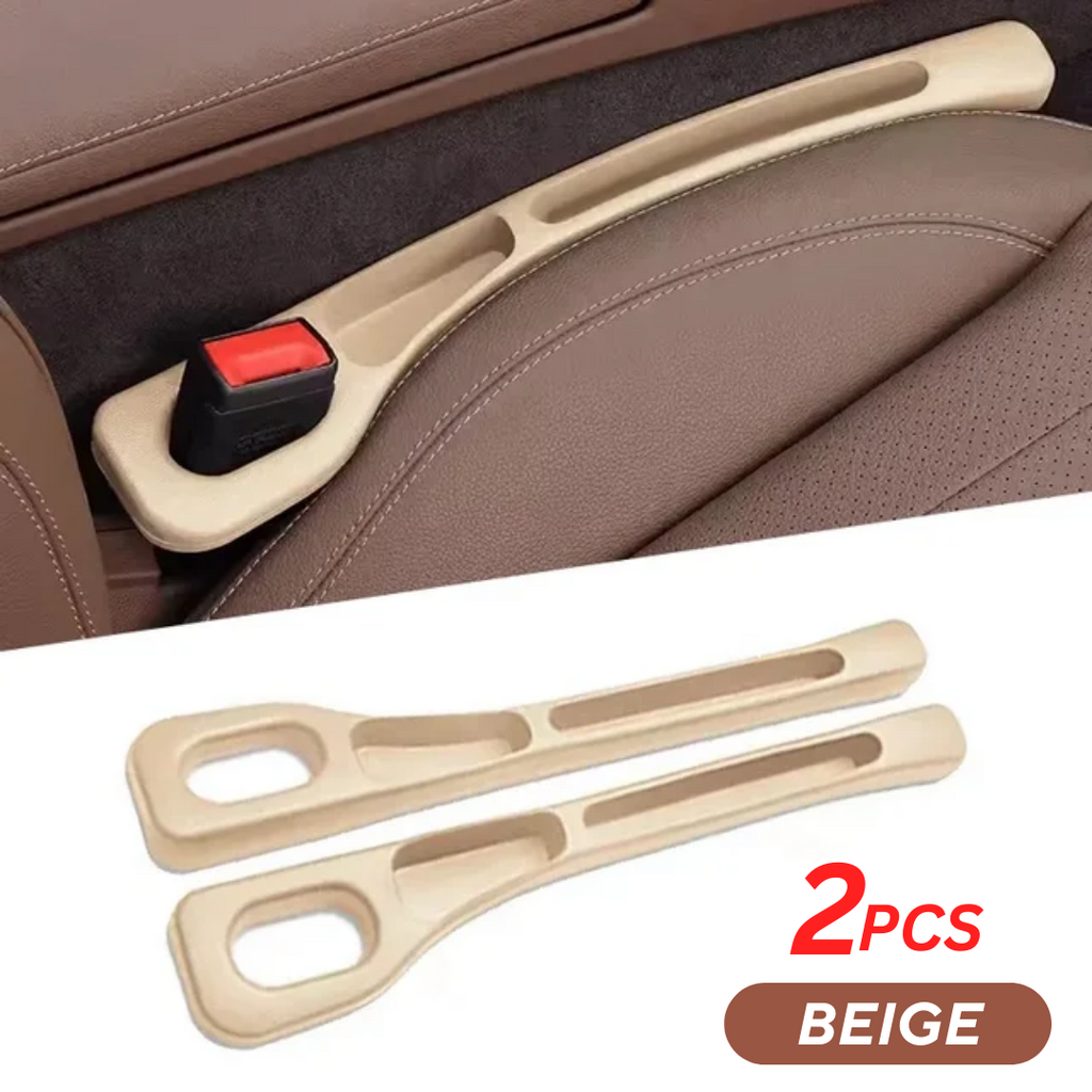 Universal Car Seat Gap Filler Organizer 2 PCS – PU Leather Car Seat Storage Box | Waterproof Auto Interior Pocket | Anti-Drop Gap Plug for Phone, Coins, Keys - Biege