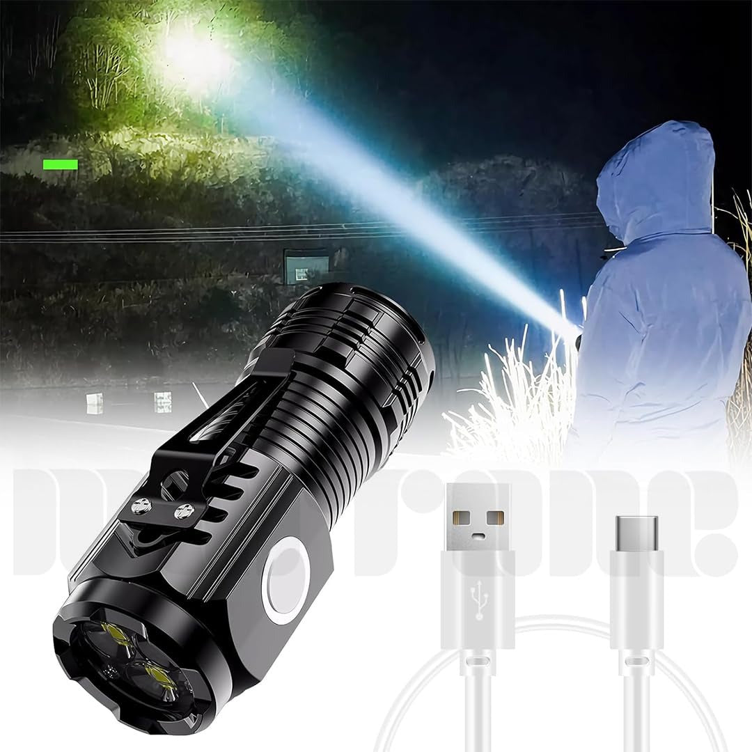 Powerful 3 LED Super Bright Mini Flashlight Rechargeable Portable Torch