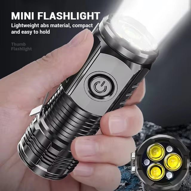 Powerful 3 LED Super Bright Mini Flashlight Rechargeable Portable Torch
