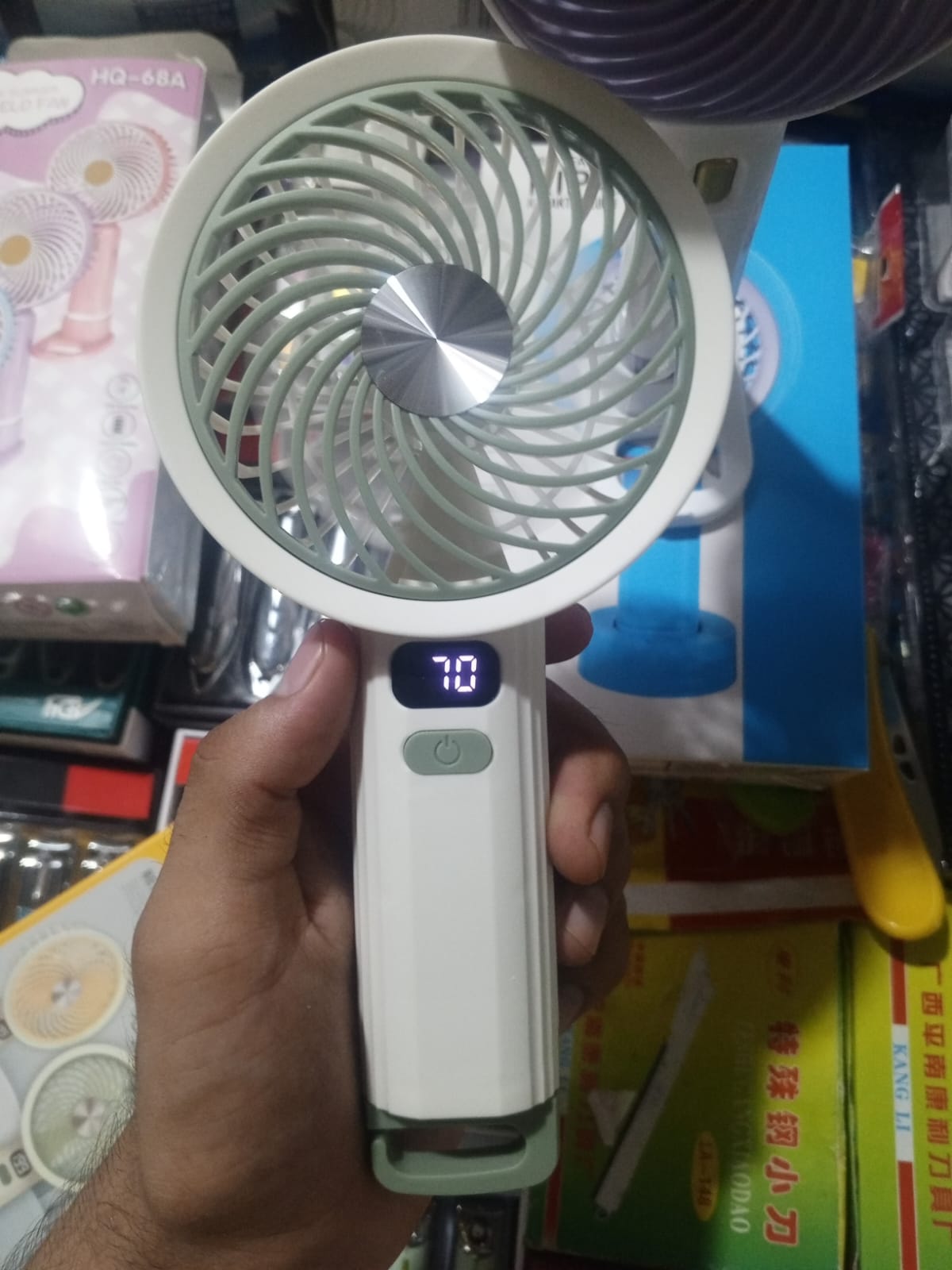 Portable Handheld Turbo Fan with LED Display – 3-Speed Rechargeable Cooling Fan for Home & Travel