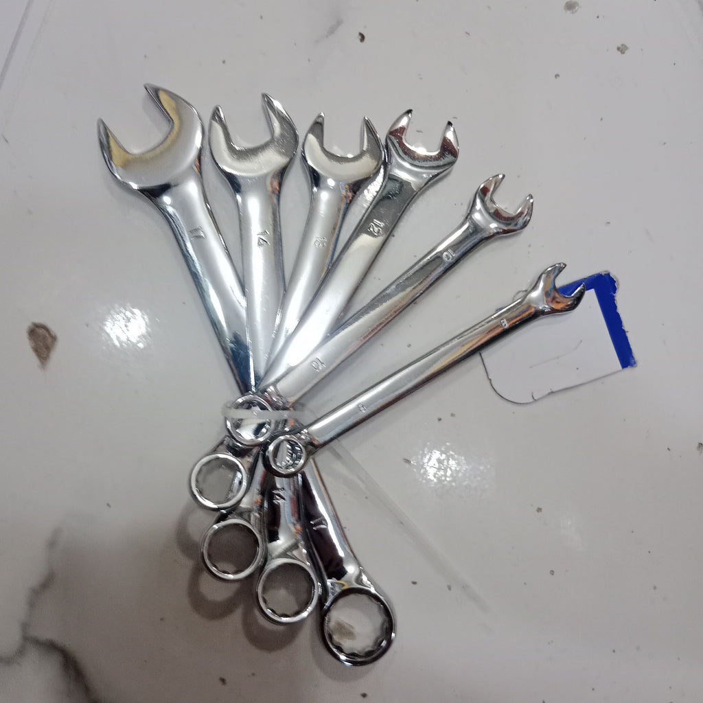 6 Piece Chrome Vanadium Combination Spanner Set (8-17mm) - Tool Set Designed For Fastening And Daily Repair Routine