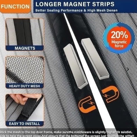 Magic Mesh Magnetic Screen Door - Set of 2 (20x80 inches)