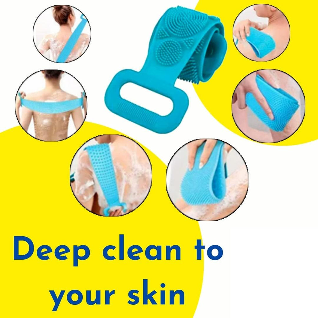 Silicone Back Scrubber Bath Belts - Bath Accessory Designed For Body Exfoliation And Daily Hygiene Routine (Random Color)