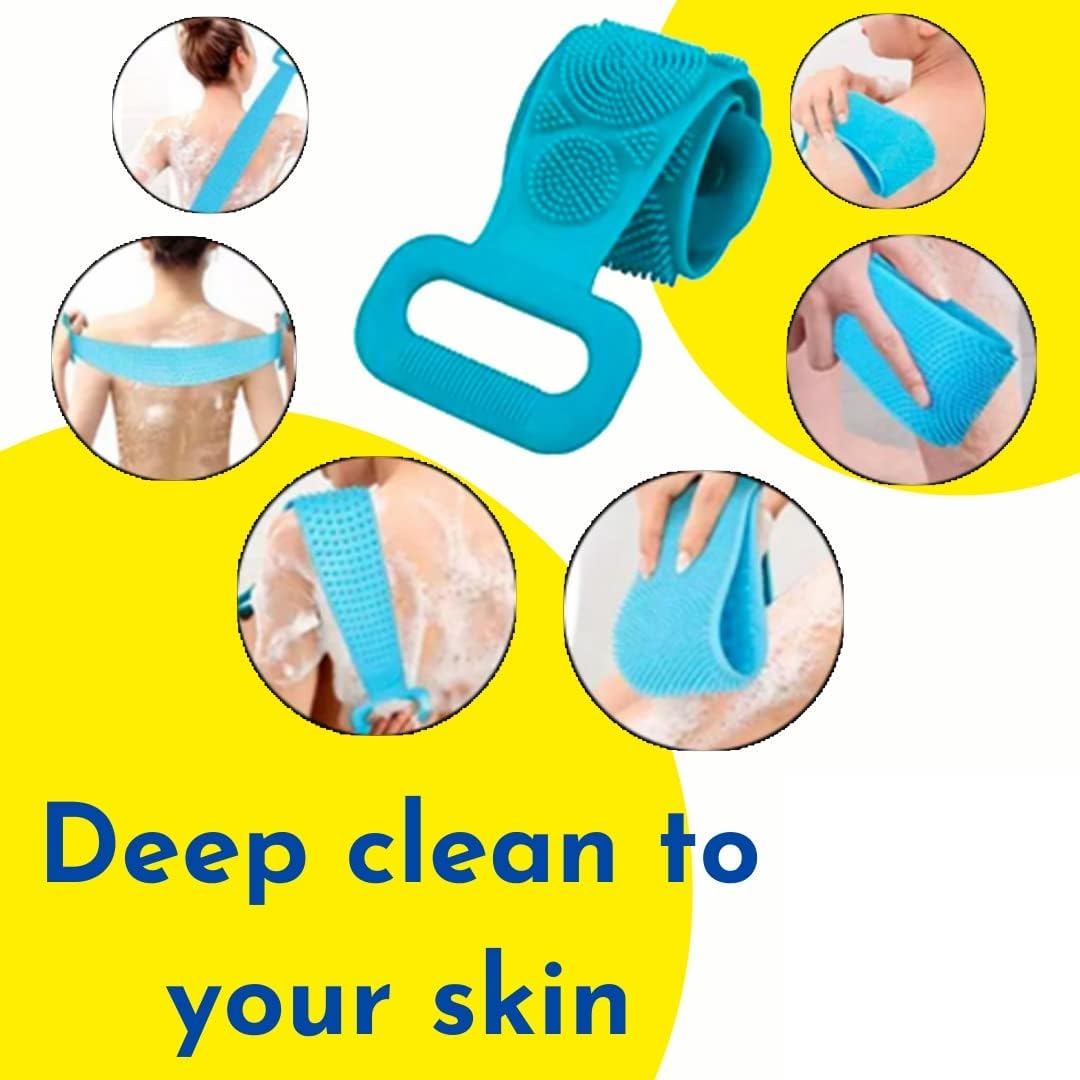 Silicone Back Scrubber Bath Belts - Bath Accessory Designed For Body Exfoliation And Daily Hygiene Routine (Random Color)
